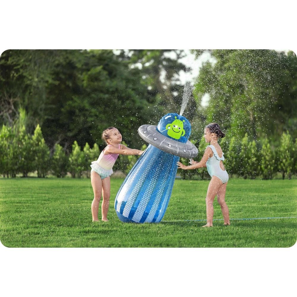 BESTWAY Jucarie gonflabila de gradina cu stropitoare UFO Albastru 119x61 cm cu conectare furtun apaBaza antirasturnareMaterial PVC rezistent