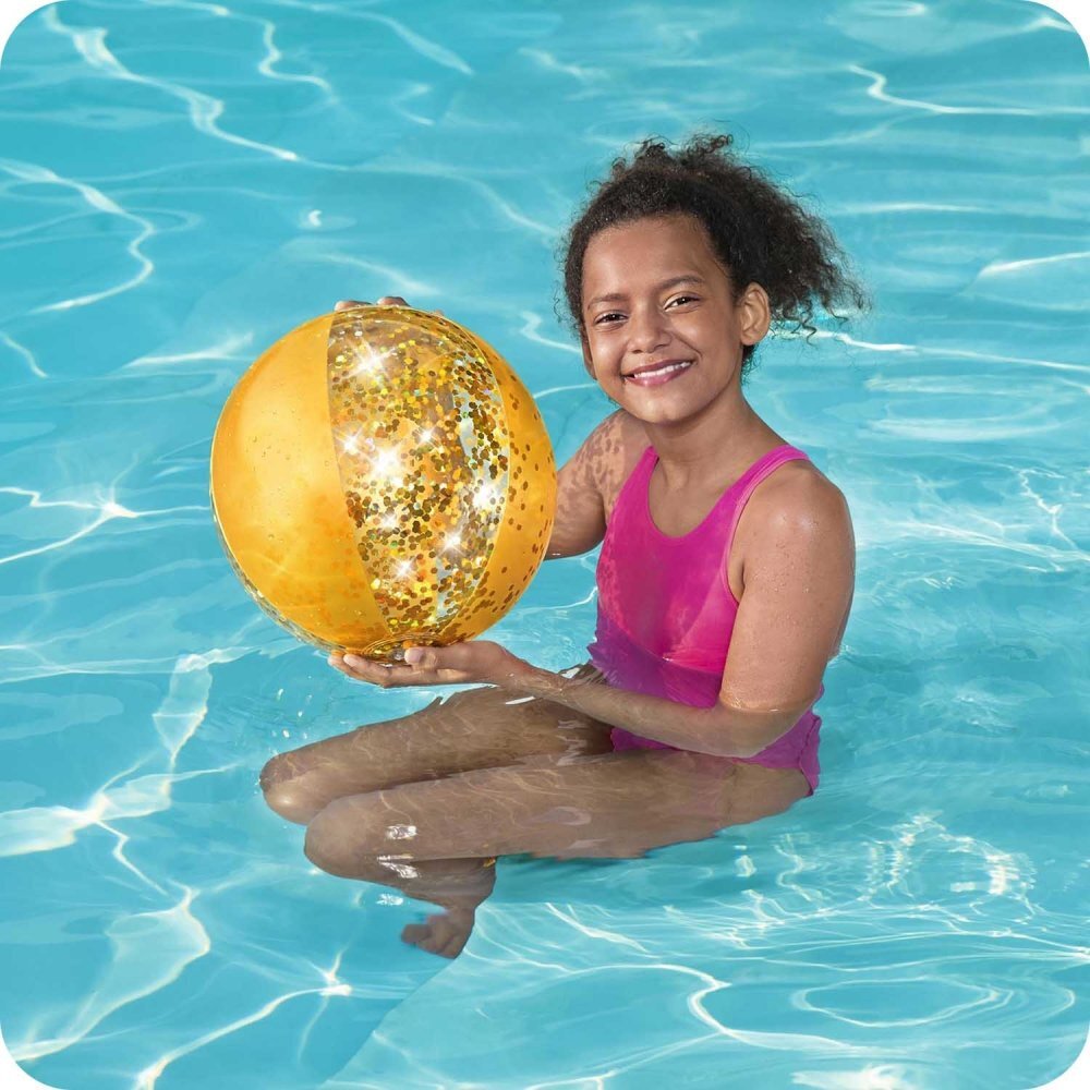 BESTWAY Minge gonflabila pentru plaja 41 cm cu sclipici Glitter Galben