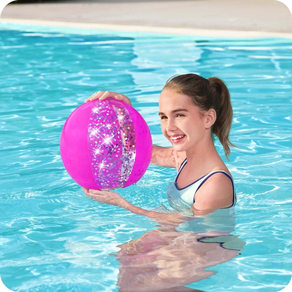 BESTWAY Minge gonflabila pentru plaja 41 cm cu sclipici Glitter Roz