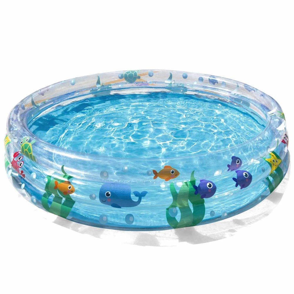 BESTWAY Piscina gonflabila 152x30 cm Deep Waters Albastru 3 inele Material PVC rezistent Capacitate 282 litri Pereti transparenti cu pestisori colorati