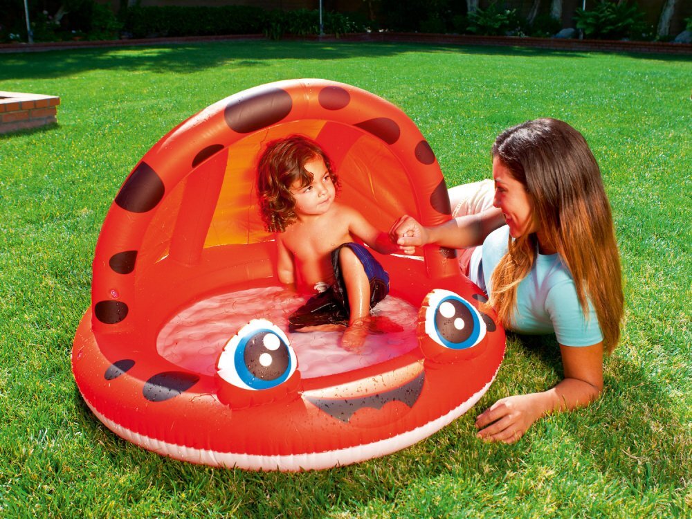 BESTWAY Piscina gonflabila cu parasolar Smile Rosu