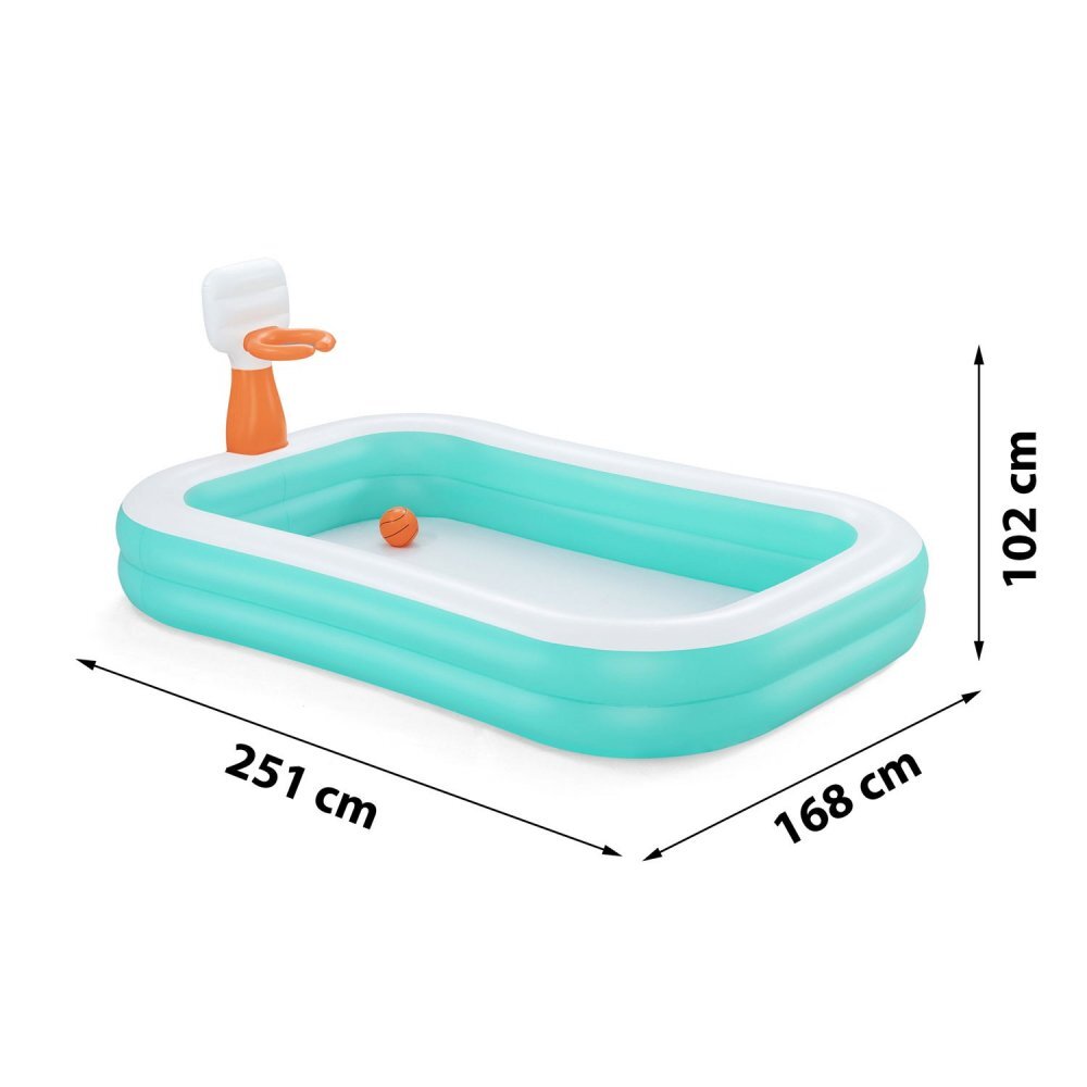 BESTWAY Piscina gonflabila DunkN Splash 251x168x102 cm cu cos de baschet si mingie incluse Albastru