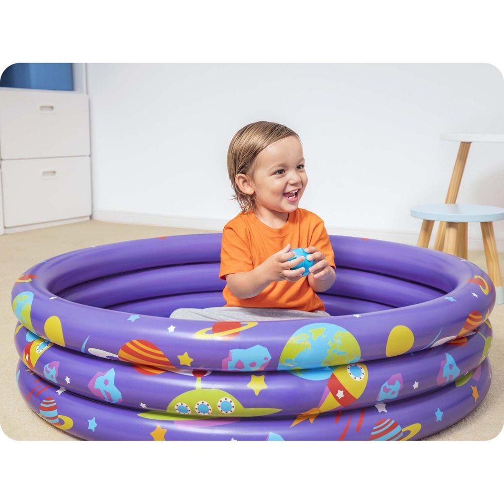 BESTWAY Piscina gonflabila pentru copii 102 x 25 cm cu 50 bile si 4 jucarii gonflabile incluse Mov