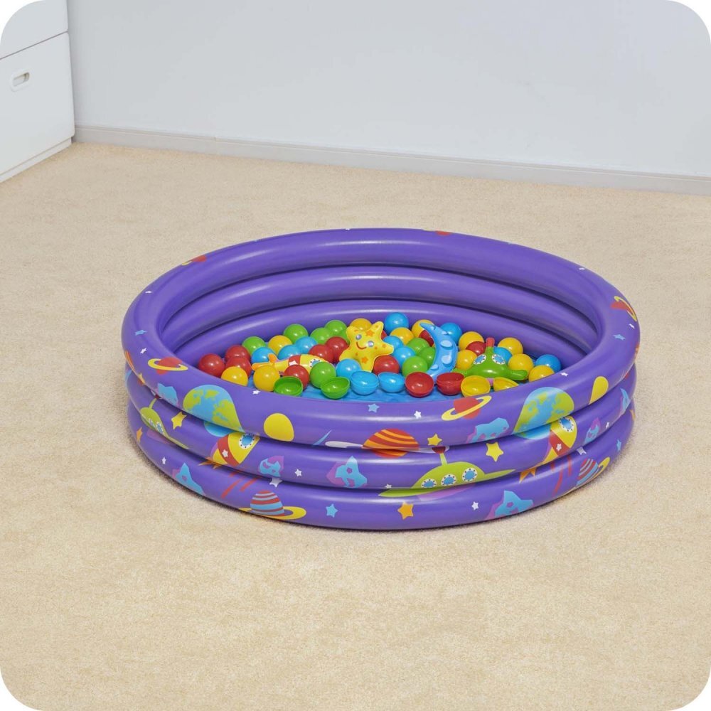 BESTWAY Piscina gonflabila pentru copii 102 x 25 cm cu 50 bile si 4 jucarii gonflabile incluse Mov