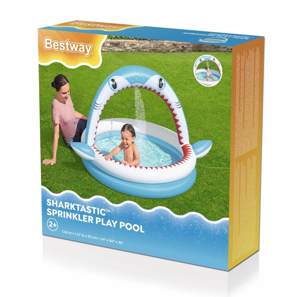 BESTWAY Piscina gonflabila pentru copii cu stropitoare 163x127x92 cm Shark