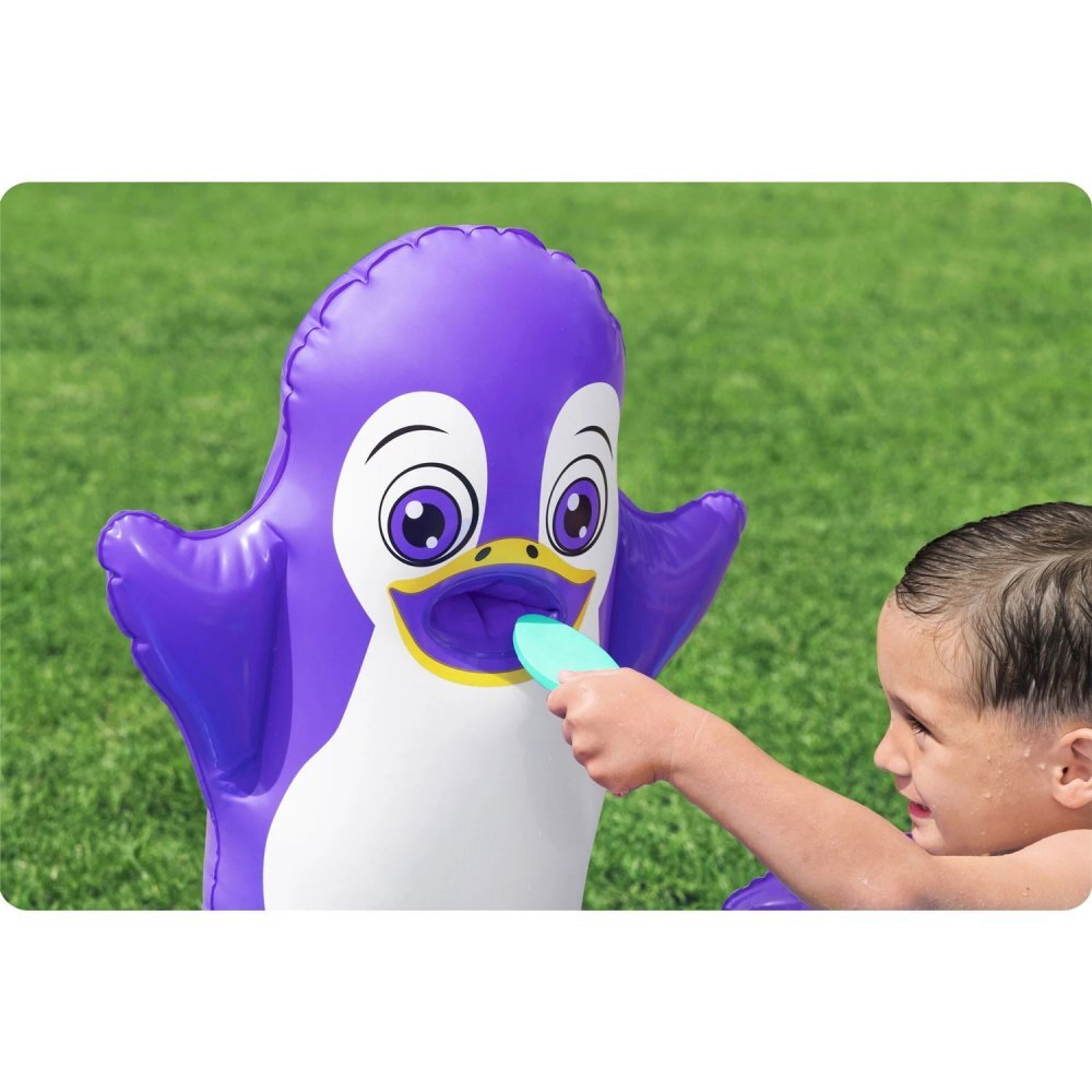 BESTWAY Piscina gonflabila pentru copii Polar Pals 134x131x73 cm cu jucarii gonflabile incluse Material PVC rezistent Capacitate 84 litri Patch reparatie inclus