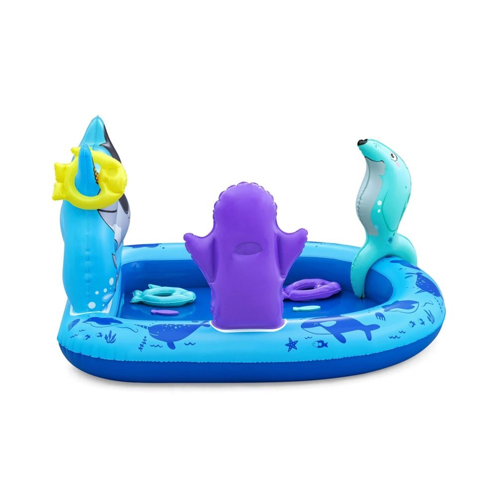 BESTWAY Piscina gonflabila pentru copii Polar Pals 134x131x73 cm cu jucarii gonflabile incluse Material PVC rezistent Capacitate 84 litri Patch reparatie inclus