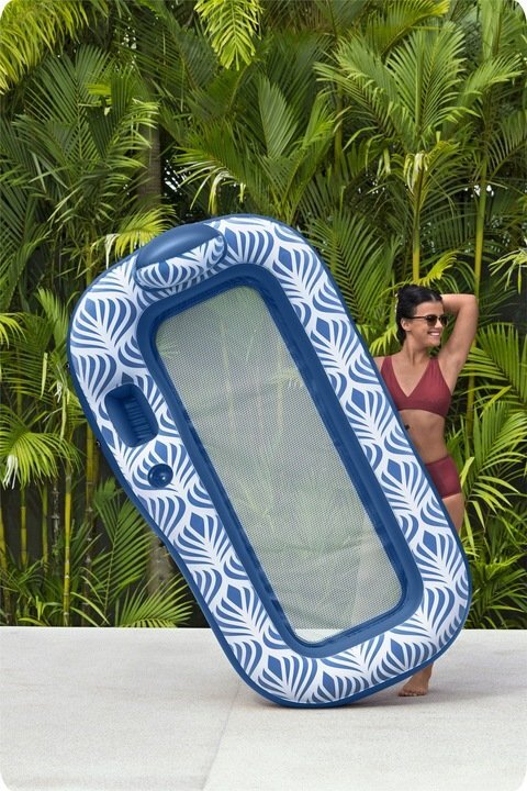 BESTWAY Saltea gonflabila cu spatar si parasolar detasabil 198 x 112 cm Blue