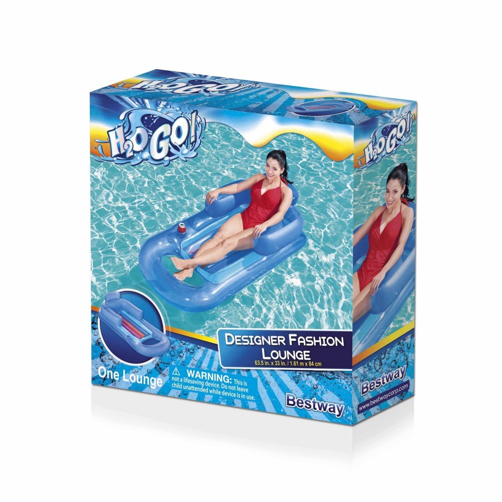 BESTWAY Saltea gonflabila cu spatar tip fotoliu 161 x 84 cm Blue