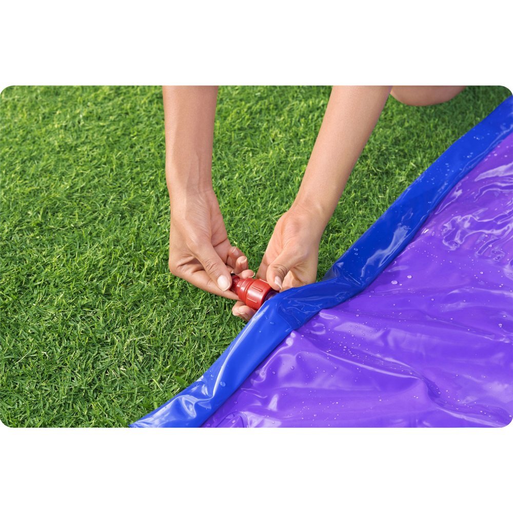 BESTWAY Tobogan cu apa pentru 2 persoane H2O GoLungime 488 cm 2 Piste Conectare la furtun Aspersoare incorporate Punct finish gonflabil Patch de reparare inclus