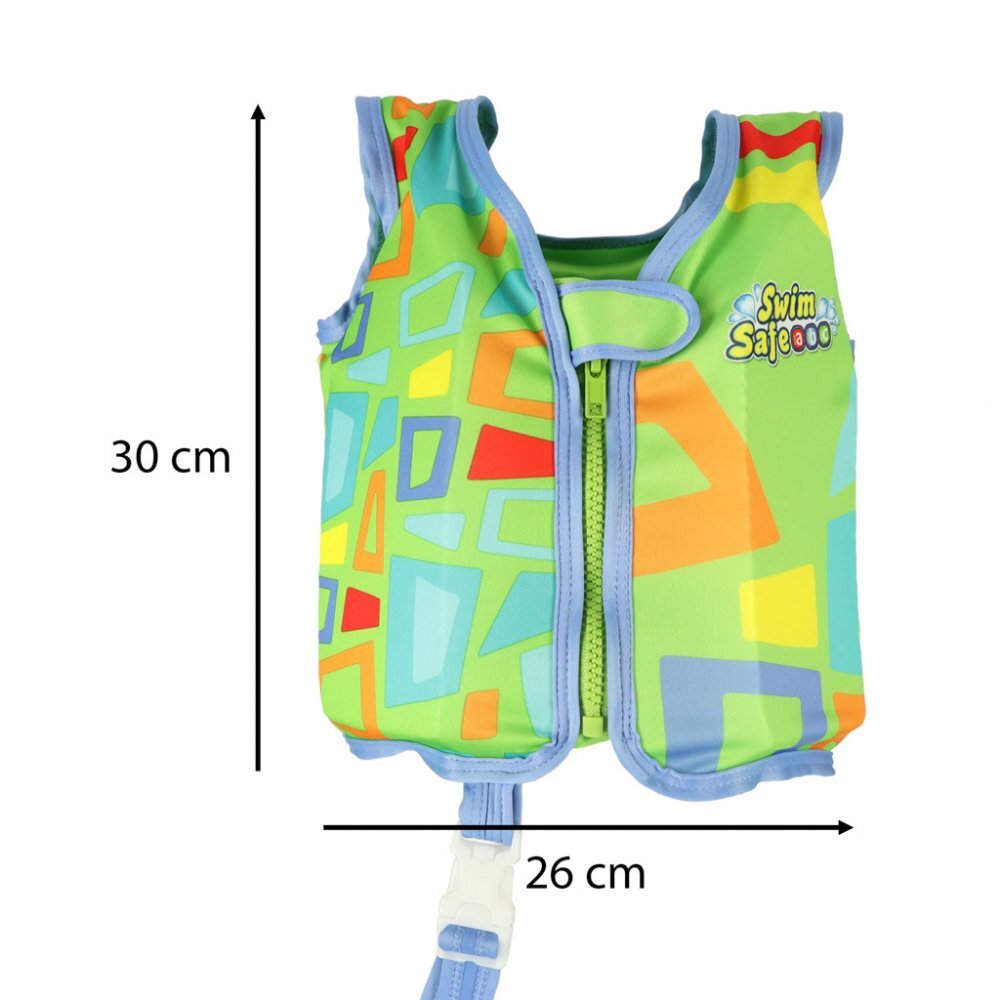BESTWAY Vesta de inot pentru copii Green Marime ML pentru 1-3 ani Umplutura din spuma Protectie UV UPF 50+ Inchidere cu fermoar Centuri reglabile Flotabilitate testata maxim 30 kg