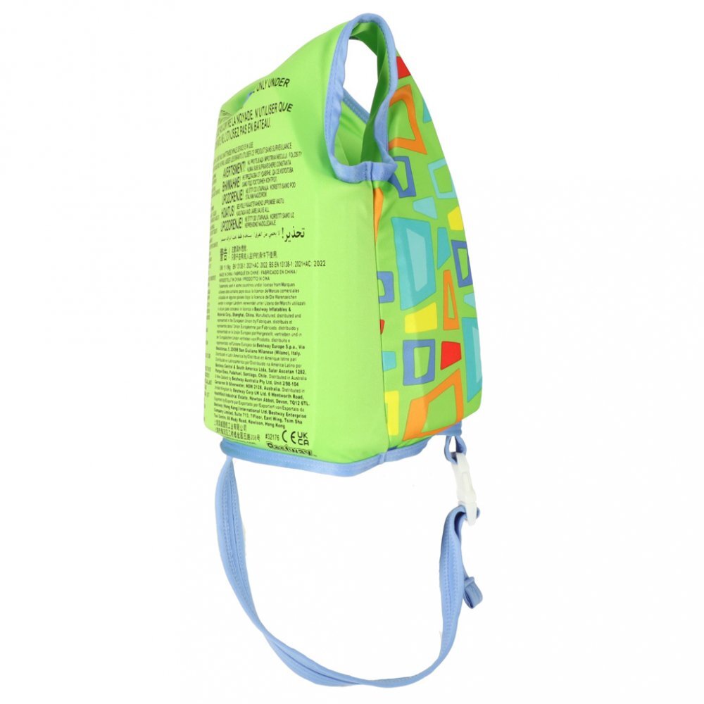 BESTWAY Vesta de inot pentru copii Green Marime SM pentru 1-3 ani Umplutura din spuma Protectie UV UPF 50+ Inchidere cu fermoar Centuri reglabile Flotabilitate testata maxim 30 kg