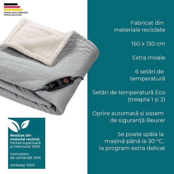 BEURER Patura electrica gri deschis Green Planet HD 81