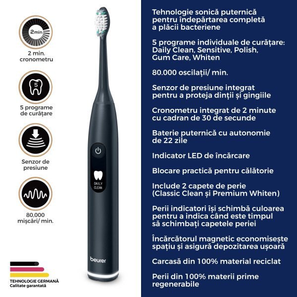 BEURER Periuta de dinti electrica sonica Midnight Ink Green Planet SC50