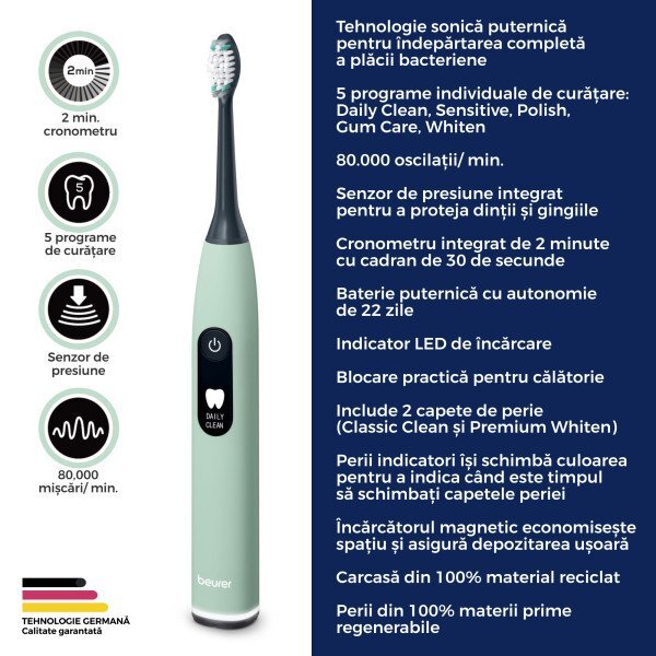 BEURER Periuta de dinti electrica sonica Peppermint Green Planet SC50