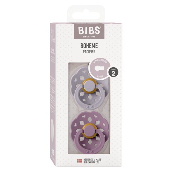 BIBS Set 2 suzete Boheme Latex tetina rotunda 6 luni + Fossil GreyMauve
