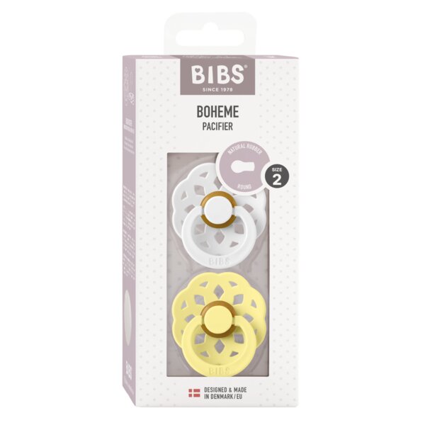 BIBS Set 2 suzete Boheme Latex tetina rotunda 6 luni + WhiteSunshine