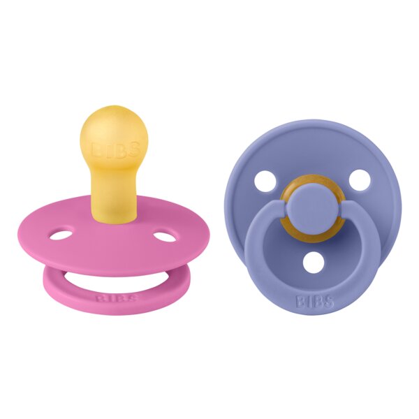 BIBS Set 2 suzete Colour Latex tetina rotunda 0 luni + Bubblegum Peri