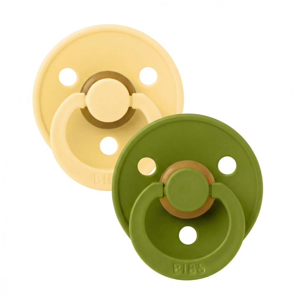 BIBS Set 2 suzete Colour Latex tetina rotunda 0 luni + Pale ButterWasabi