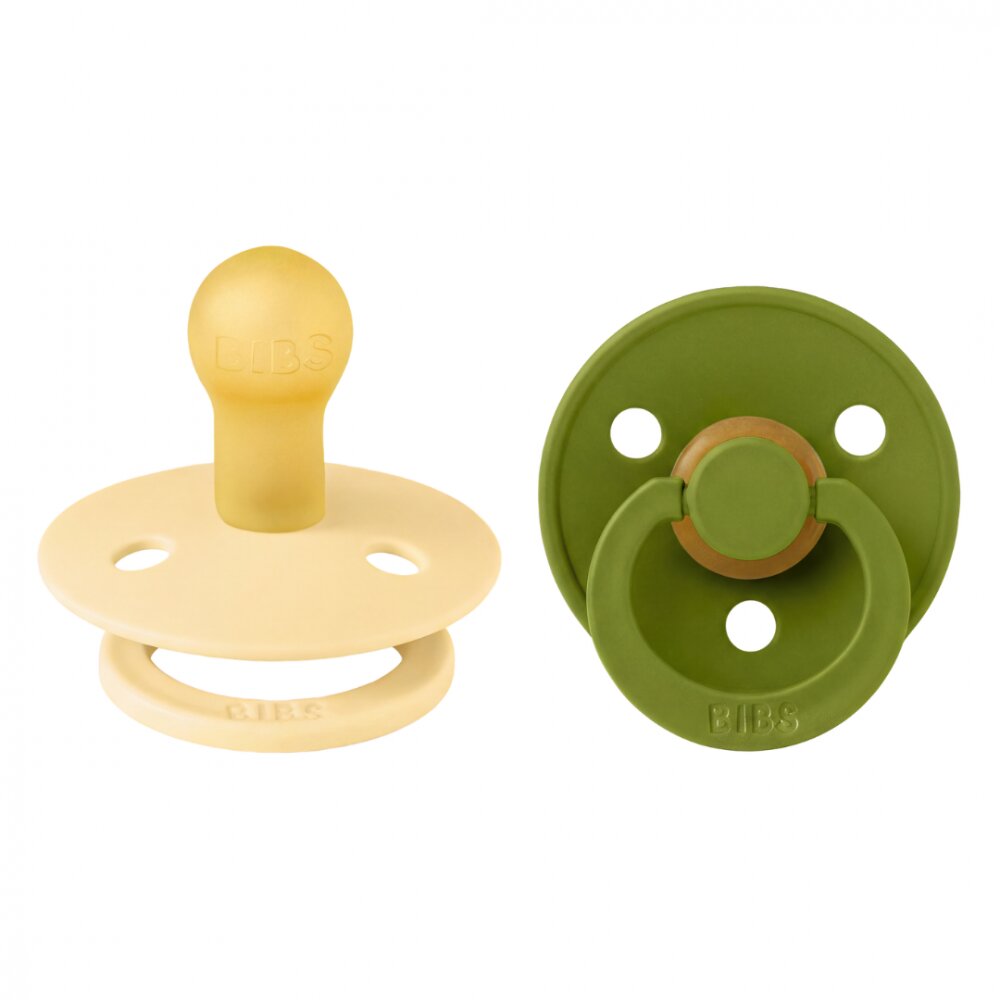 BIBS Set 2 suzete Colour Latex tetina rotunda 0 luni + Pale ButterWasabi