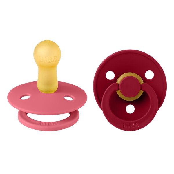 BIBS Set 2 suzete Colour Latex tetina rotunda 6 luni + CoralRuby