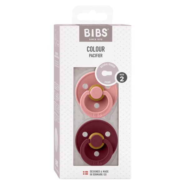 BIBS Set 2 suzete Colour Latex tetina rotunda 6 luni + Dusty PinkElderberry