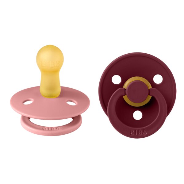 BIBS Set 2 suzete Colour Latex tetina rotunda 6 luni + Dusty PinkElderberry