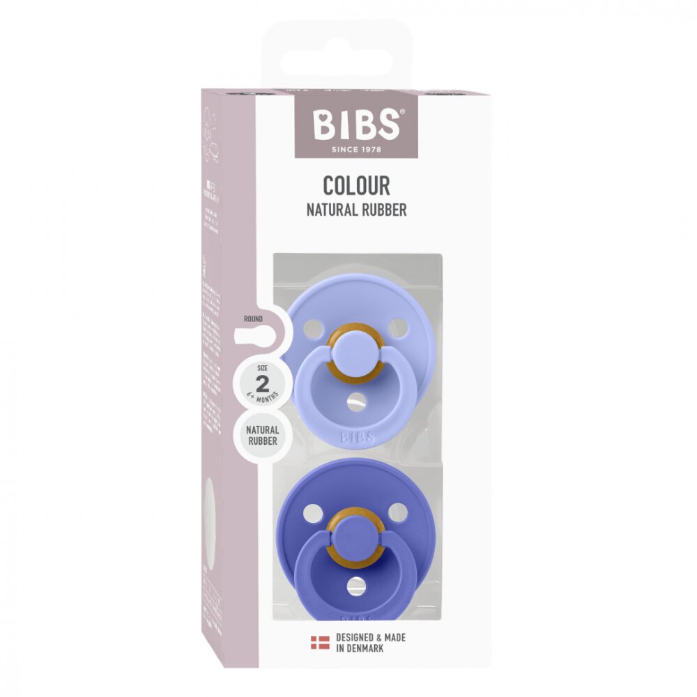 BIBS Set 2 suzete Colour Latex tetina rotunda 6 luni + HushGrape