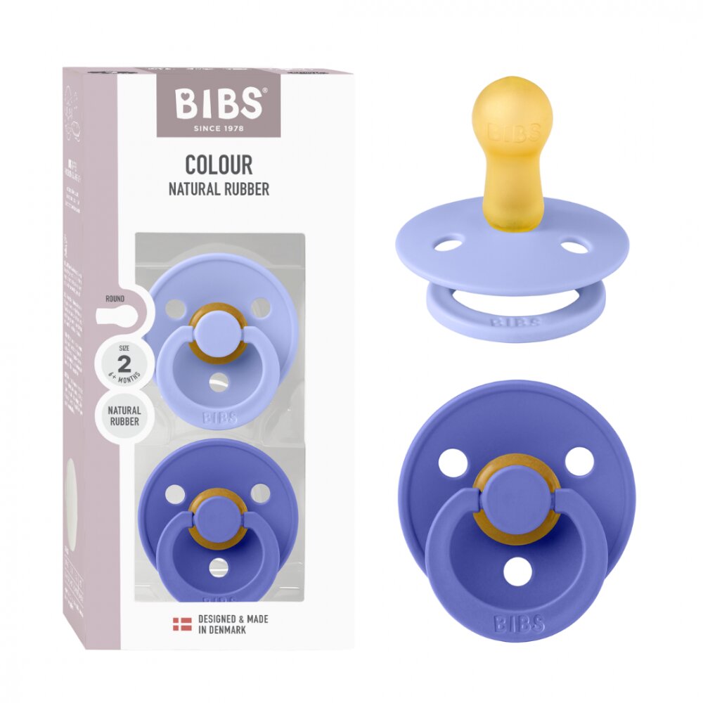 BIBS Set 2 suzete Colour Latex tetina rotunda 6 luni + HushGrape