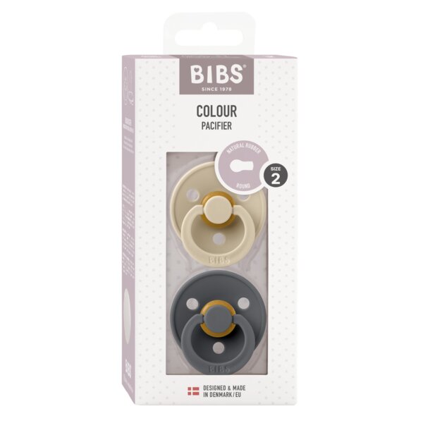 BIBS Set 2 suzete Colour Latex tetina rotunda 6 luni + VanillaIron