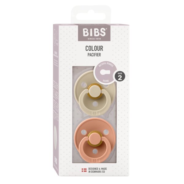BIBS Set 2 suzete Colour Latex tetina rotunda 6 luni + VanillaPeach