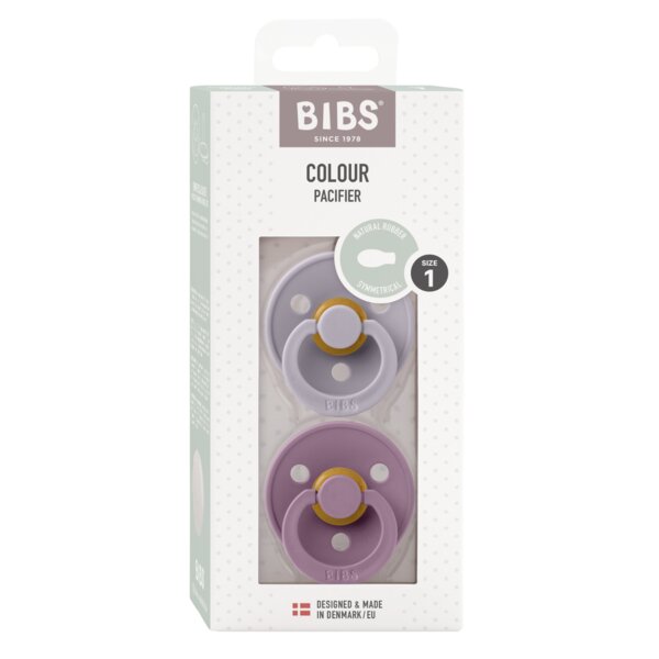 BIBS Set 2 suzete Colour Latex tetina simetrica 0 luni + Fossil GreyMauve