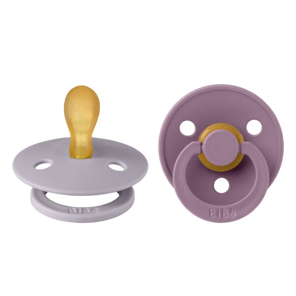 BIBS Set 2 suzete Colour Latex tetina simetrica 0 luni + Fossil GreyMauve
