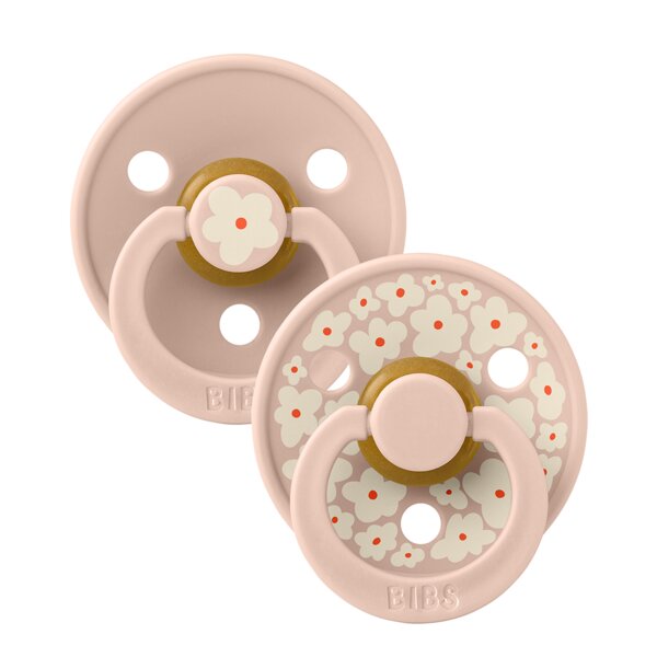 BIBS Set 2 suzete Colour Studio Collection Flower Latex tetina rotunda 0 luni+ Blush