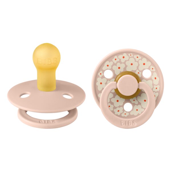 BIBS Set 2 suzete Colour Studio Collection Flower Latex tetina rotunda 0 luni+ Blush
