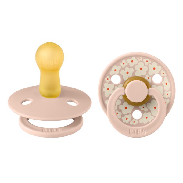 BIBS Set 2 suzete Colour Studio Collection Flower Latex tetina rotunda 6 luni+ Blush