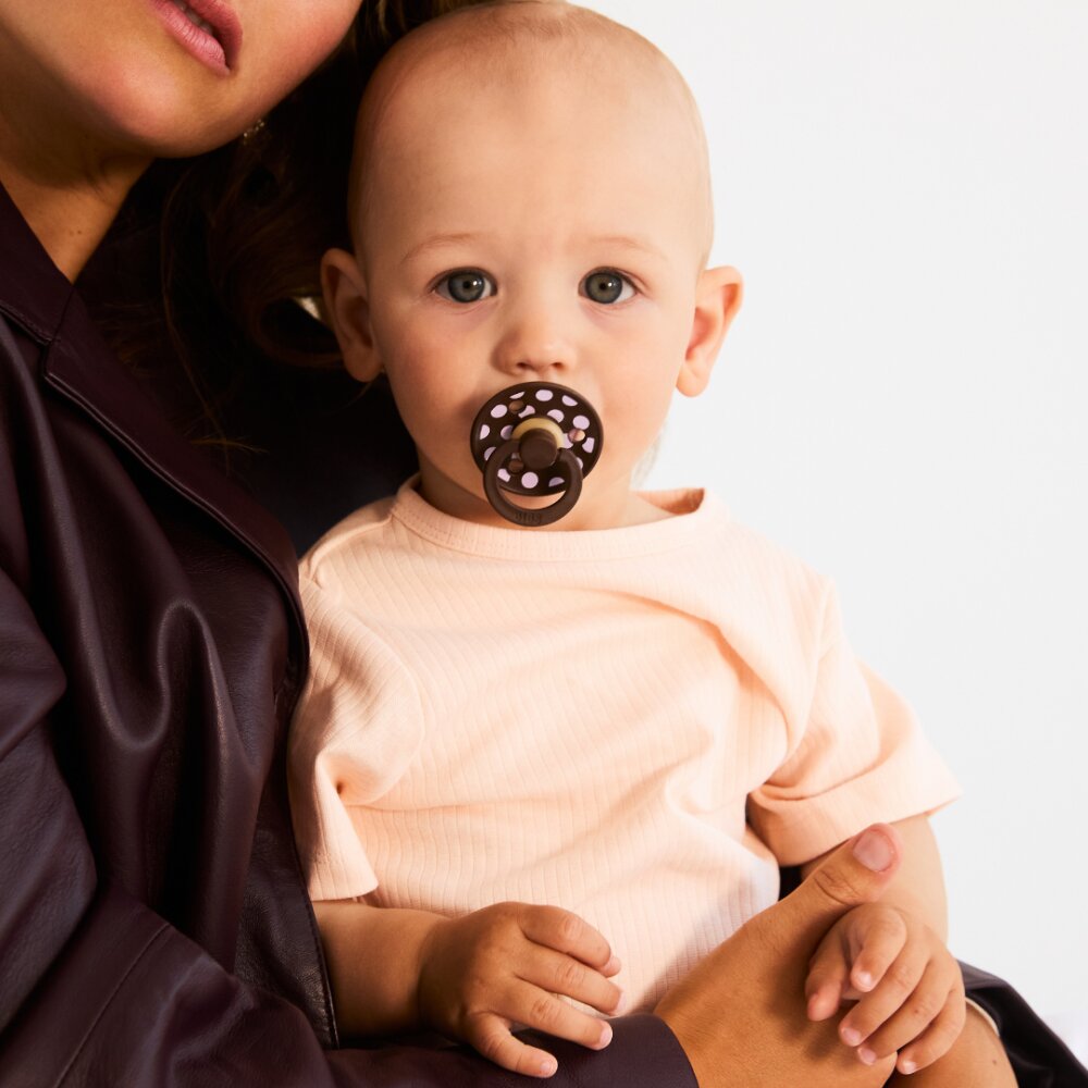 BIBS Set 2 suzete Colour Studio Collection Polka Dots tetina rotunda 6 luni+ IvoryBlack