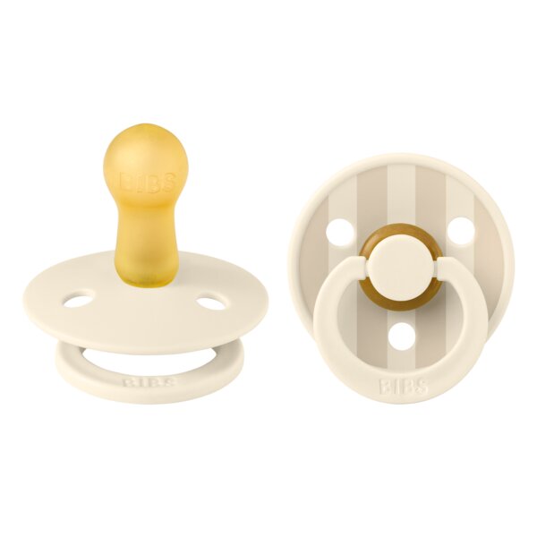 BIBS Set 2 suzete Colour Studio Collection Stripe Latex tetina rotunda 6 luni+ Ivory Vanilla