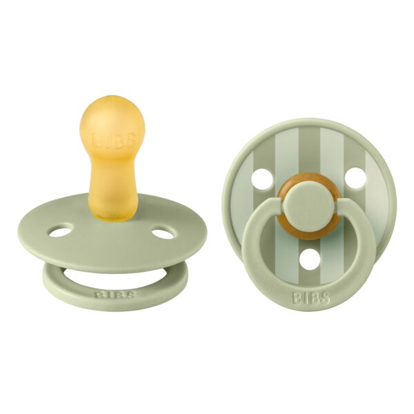 BIBS Set 2 suzete Colour Studio Collection Stripe Latex tetina rotunda 6 luni+ Sage