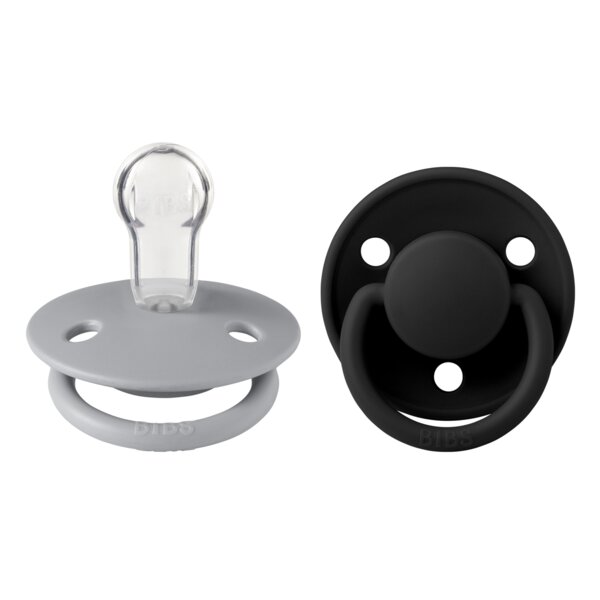 BIBS Set 2 suzete de lux Silicon tetina rotunda marime universala CloudBlack