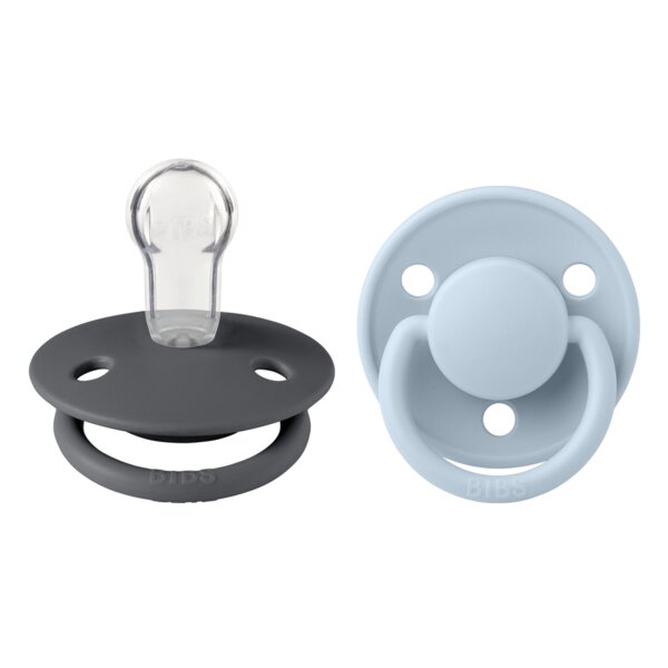 BIBS Set 2 suzete de lux Silicon tetina rotunda marime universala IronBaby Blue