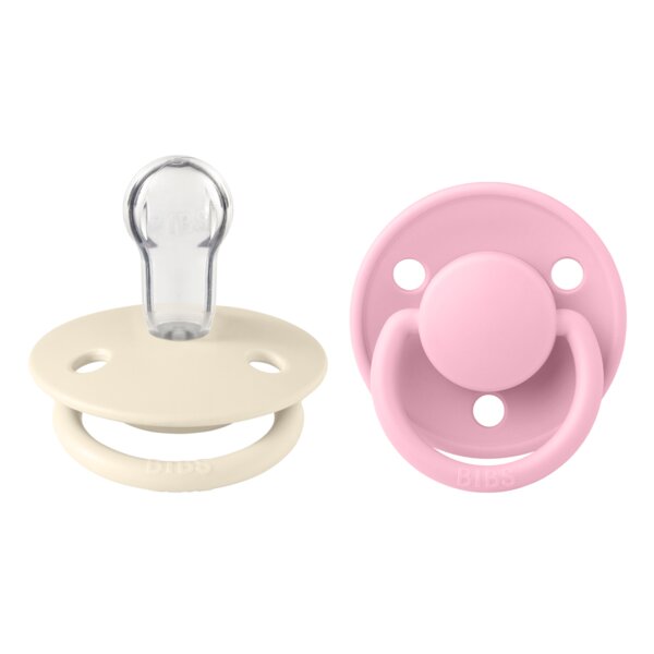 BIBS Set 2 suzete de lux Silicon tetina rotunda marime universala IvoryBaby Pink