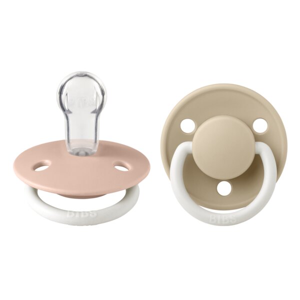 BIBS Set 2 suzete fosforescente de lux Glow Silicon tetina rotunda marime universala BlushVanilla