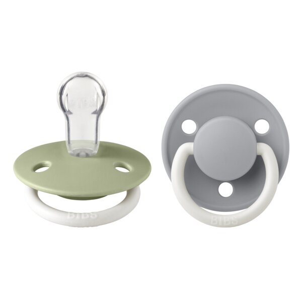 BIBS Set 2 suzete fosforescente de lux Glow Silicon tetina rotunda marime universala SageCloud