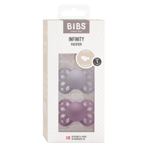 BIBS Set 2 suzete Infinity Silicon tetina anatomica 0 luni + Fossil GreyMauve