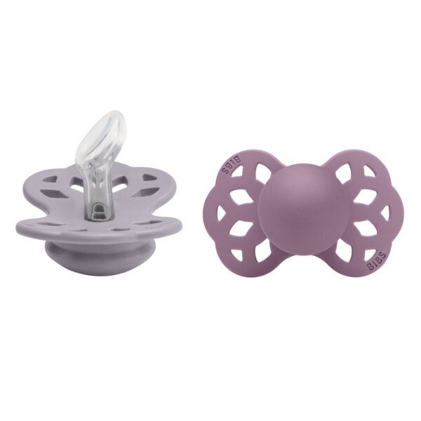 BIBS Set 2 suzete Infinity Silicon tetina anatomica 0 luni + Fossil GreyMauve