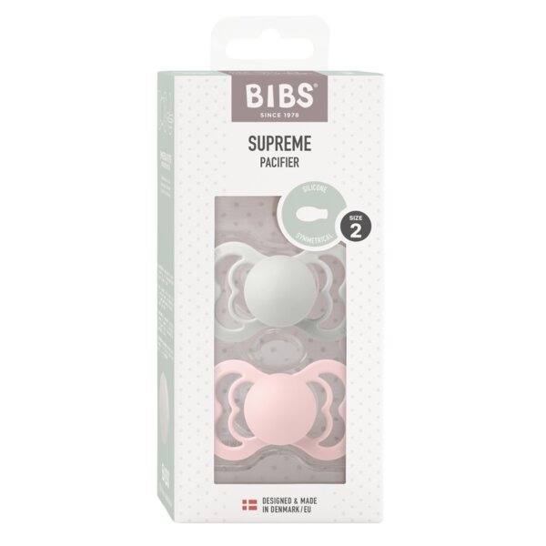 BIBS Set 2 suzete Supreme Silicon tetina simetrica 6 luni + HazeBlossom
