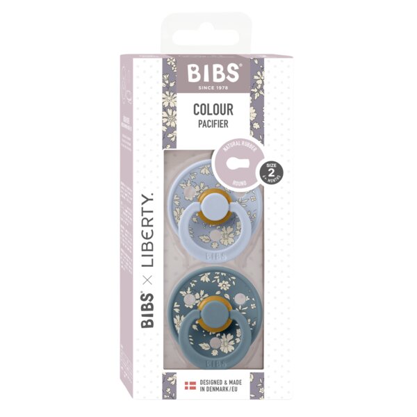 BIBS Set 2 suzete x Liberty Colour Capel Latex tetina rotunda 6 luni+ Dusty BluePetrol
