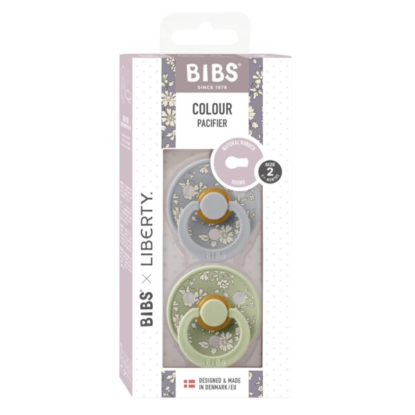 BIBS Set 2 suzete x Liberty Colour Capel Latex tetina rotunda 6 luni+ SageCloud