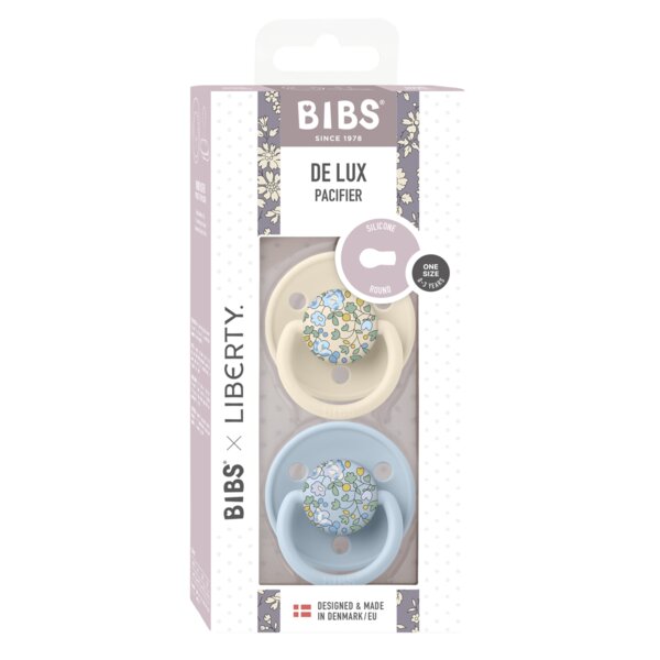 BIBS Set 2 suzete x Liberty de lux Eloise Silicon tetina rotunda marime universala Baby BlueIvory